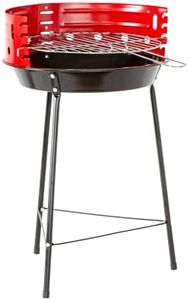 Healthy Choice 13" Portable Charcoal Grill: Durable, Compact, Stylish! Easy-to-use for BBQs, Camping, and Picnics. Ample cooking space, Lightweight, Vibrant Red Wind Shield Included