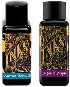 Diamine Fountain Pen Ink 30ml - Aurora Borealis & Imperial Purple - 2 Pack