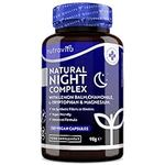 Natural Night Complex – with Lemon Balm, Chamomile, Magnesium, Vitamin B12 – Natural Alternative to Melatonin –120 Vegan Capsules – 4 Month Supply – Made in UK by Nutravita