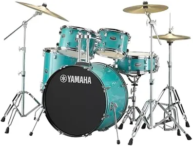 Yamaha Rydeen 5-Piece Drum Set With 20" Bass Drum, Floor Tom, 2 Toms With Ball Clamp And Wood Snare Drum, Turquoise Glitter