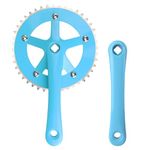 BALINGE Bike Cranksets 44T-170mm Square Taper Crankset, Fixed Gear Bike Single Speed Round Chainring and Crank, Fit for Fixed-Gear Single Speed Bicycle,Blue