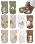 Witwot 5 Pairs Baby Socks Toddler Boys Girls Socks Kids Non Skid Grip Socks 1-2 Years