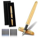 Cobee Bamboo Fountain Pen Set, Handcrafted Wooden Fountain Pens with Ink Converter Gift Box and 12 2.6 mm Ink Cartridges Fine Nib Writing Pen Luxury Caligraphy Pen for Writing Journaling