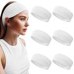 Styla Hair Solid Headband for All Hair Types – 6 Pack Wide Headbands for Women in Soft Stretch Fabric for All Day Wear – Trendy & Stylish Headbands for Women's Hair (White)