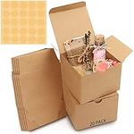 Belle Vous 20 Pack Brown Kraft Gift Boxes - Box Measures 12 x 12 x 9cm (4.72 x 4.72 x 3.54 inches) - Easy Assemble Presentation Favour Present Box - Parties, Birthdays, Weddings, Holidays