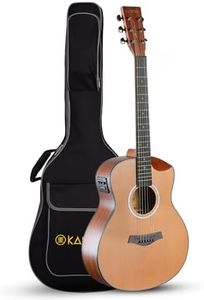 Kadence Slowhand Cedar Top SHM02, Premium Mahogany Semi Acoustic Guitar, 38 Size Travel Guitar, Demi-Cutaway Design, With Padded Bag And Preamp