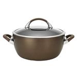 Circulon 82769 Symmetry Hard Anodized Nonstick Stir Fry/Wok Pan with Helper Handle, Stainless Steel, Chocolate