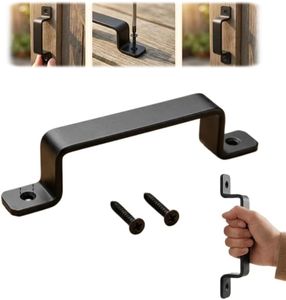 MIUMONE Barn Door Handle,7.5Inch Premium Iron Gate Handle,Heavy Duty Baked Enamel Finish,Sturdy Black Sliding Door Pull Handles for Kitchen,Bathroom,Cabinet,Garage,Outdoor Fence (1PC)