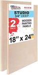 U.S. Art Supply 18" x 24" Birch Wood Paint Pouring Panel Boards, Studio 3/4" Deep Cradle (Pack of 2) - Artist Wooden Wall Canvases - Painting Mixed-Media Craft, Acrylic, Oil, Watercolor, Encaustic