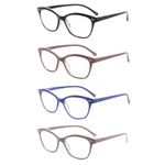 Yuluki 4 Pack Reading Glasses Blue Light Blocking,Fashion Ladies Spring Hinge Computer Readers,Anti Eyestrain/Glare Eyeglasses for Women +1.5