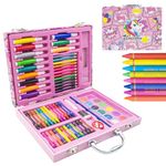 WISHKEY 67 Pieces Art Set for Kids with Unicorn Theme Case, Art and Craft Supplies Kit for Drawing and Painting with Sketch Pen, Paint Colors, Brush, Color Pencils, Crayons (Pack of 1, Multicolor)