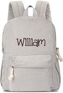 Personalized Corduroy Backpack Cute Baby Bag Backpack –Back To School Preschool Kindergarten Toddler Backpack for Boys and Girls (gray)