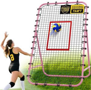 7x4 FT Volleyball Rebounder Net,Ultimate Training Equipment for Volleyball & Lacrosse,Enhanced Bouncing System for Volleying, Bumping, Spiking Drills,Multiple Adjustable Rebound Angles (Pink)