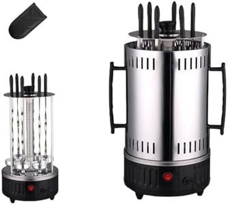 Ultimate Smokeless Indoor Grill for Perfect Kebabs, Rodizio Asador, Shawarma and More! Kabob Skewers, Grilling Basket cups, and Machine with mitt - Sish Kabob Cooker for Home Rotisserie Electric Grill
