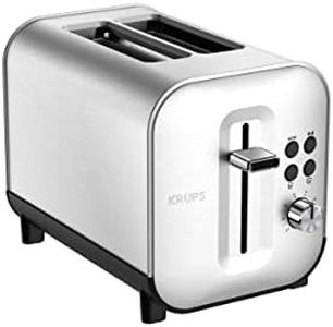 Krups KH682D Excellence Toaster, 4 Browning Levels, 4 Functions, 2 Slices Toaster, Lifting Device, Removable Crumb Drawer, 850 Watt, Brushed Stainless Steel