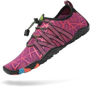 Mishansha Water Shoes for Men Beach Shoes Barfoort Aqua Swim Shoes for Women Swimming Quick Dry Slip-On Water Sport Sneakers Kayaking Fishing Diving Surfing Purple Pizzazz 8.5 Women/7 Men