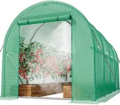 DWVO 15x6.5x6.5ft Greenhouse w/ Watering System Heavy Duty Green House Large Tunnel Greenhouses Kit Walk in Outdoor Plant Gardening Upgraded Galvanized Steel for Garden, Backyard, Green