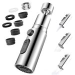 Kitchen Tap Spray Head, 360° Swivel Spout, Kitchen Sink Tap, Tap Faucet Attachment Spray with 3 Functions Modes, Replacement Tap Aerator Sprayer Accessories, Universal Tap Adapter Attachment