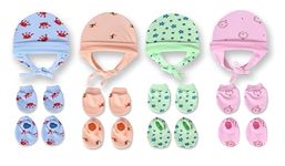 MOM'S DARLING, Pack of 4 pairs, Cap Mittens and Booties set for New born baby 0-6 months | New Born Baby Products all | Baby Gloves and Socks Set | Baby Shower Gift | Baby Products | Multicolor