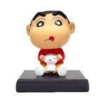 Ozzo Shinchan and Shiro Bobblehead Action Figure Toy | PVC Action Figurine | Model Cartoon Toys Bobble Head (Shinchan with Shiro,Pack of 1,0107)