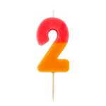 Talking Tables Orange and Pink Number 2 Candle for Cakes | Birthday Cake Topper Decorations for Kids Party, Boys, Girls 2nd, 21st Party, Anniversary, Milestone