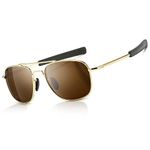 SUNGAIT Men's Military Sunglasses Polarized Pilot Style Bayonet Temples (Gold Frame/Brown Lens) SGT285JKC UK