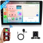 Hodozzy 4G+64G 8 Core Double DIN Android Car Stereo, 10.1 Inch IPS Touch Screen Radio with Wireless Carplay & Android Auto Mirror Link, GPS Navigation Bluetooth FM/RDS Radio, Backup Camera, SWC/EQ/DSP