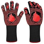 BBQ Gloves, Heat Resistant Oven Mitts Grilling Gloves - 1472℉ Extreme Heat Resistant, Oven Gloves Silicone - Cooking Gloves for Grilling, BBQ, Baking, Welding (A Pair)