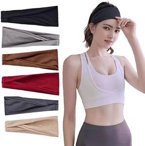 Sports Headbands for Women 6pcs,Yoga Workout Headbands Non Slip Yoga Headbands for Women‘s Hair Sport Hair Bands Cloth Headbands Stretchy Hair Band Summer Hair Accessories Elastic Hair Bands(A)