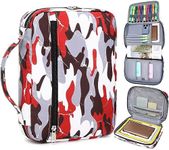 JIANYA Kids Bible Case Bible Cover for Boys, Scripture Bag for Boys Bible Carrier for Kids with Handle and Zippered Pocket, Camo Red