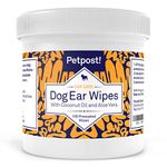 Petpost | Dog Ear Cleaner Wipes - Ultra Soft Cotton Pads in Coconut Oil Aloe Solution - Dog Ear Rinse & Cleanser 100 ct