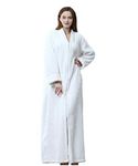 BIFINI Unisex Luxury Sherpa Bathrobe Full Length Zip Up Housecoat Sleepwear White L