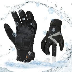 Vgo... 1-Pair -4℉ or above 3M Thinsulate C100 Lined High Dexterity Touchscreen Synthetic Leather Winter Warm Work Gloves, Waterproof Insert (Size M, Black, SL8777FW)