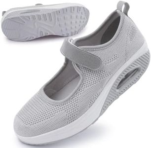 Git-up Femmes Confortable Travail Infirmière Chaussures Antidérapantes Réglable Respirant Walking Buffer Fitness Casual Nursing Orthèse Baskets Légères, Maille-Gris 38