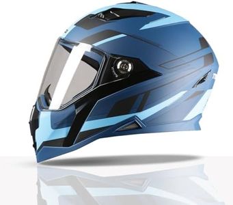 TVS Racing Anti Matter Full Face Helmet for Bike & Motorcycle Riders-DOT & ISI Certified-Lightweight ABS Shell, UV Resistant-Ventilated Comfort Liner, Quick-Release Visor & Chin Strap (Blue/M)