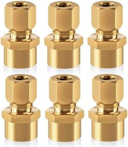 Brass compression tube pipe fitting connector Straight Coupling Adapter 1/4" Tube OD x 1/4" NPT Female Connector 6pcs (1/4od to 1/4npt)