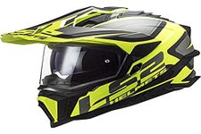 LS2 407012154L MX701 Explorer Alter Dual Sport Motorcycle Helmet L Matt Black Hi-Vis Yellow