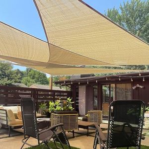 LOVE STORY 12' x 12' x 12' Triangle Sun Shade Sail Canopy UV Block Sunshade for Outdoor Patio Garden Backyard, Sand (We Make Custom Size)