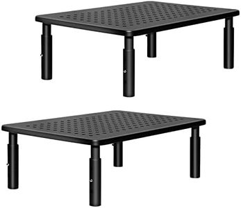 ERGOMAKER Monitor Stand 2 Packs - Height Adjustable Ergonomic Monitor Riser with Vented Metal Platform for Computer, Laptop, iMac, PC, Printer (Black)