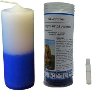 Velón Ángel de la Guarda con Aceite Esencial para Petición y Ayuda con Oración Protección