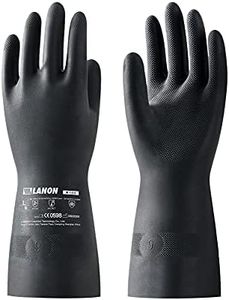 LANON Rubber Chemical Resistant Gloves, Reusable Heavy-duty Safety Work Gloves, Acid & Alkali Protection, Non-Slip, Large
