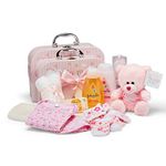 Baby Box Shop New Baby Girl Gift Set - 2 Pink Suitcase Filled with 12 Essential Baby Shower Gifts and New Born Baby Essentials Gifts, New Baby Hampers, Baby Girl Gift Box, New Born Baby Girl Gift Pink