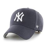 47 MLB New York Yankees MVP Unisex Baseball Cap : Adjustable Hook & Loop Strap : White Logo : Colour Navy Blue