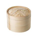 Bamboo Steamer 18CM, Two-Tier Food Steamer Basket/Dim Sum Steamer, Includes Bamboo Lid and 2 x Bamboo Baskets, Great for Asian Cooking, Buns, Dumplings, Vegetables, Fish