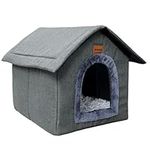 Whiwhi Cat House Cat Cave for Indoor Dog House with Plush Cushion Cat Kennel Foldable Soft Cat Nest 40x35x40cm