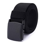 Mile High Life | Nylon Web Belt | Outdoor Military Belt | Cut to Fit up to 52” | 1.5” Width | TSA Safe Buckle Plastic/Metal (Black, 142CM)