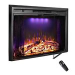 Velaychimney 30 Inches Electric Fireplace Insert, 750W/1500W Fireplace Heater with Adjustable Flame and Top Light Colors, Fire Crackling Sound, Remote Control, Timer, Glass Door & Mesh Screen, Black