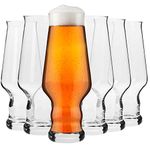 Krosno Tall Lager IPA Craft Beer Glass | Set of 6 | 400 ML | Splendour Collection | Large Cocktail Glasses Drinking Guinness Glass | Perfect for Home, Bar and Kitchen Set | Dishwasher Safe Glass Cups