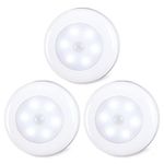 STAR-SPANGLED Motion Sensor Lights Indoor, Cordless Stick on LED Puck Lights AAA Battery Powered for Under Cabinet, Cupboard, Wardrobe, Stairs, Closet, Kitchen, Hallway (2.8inch, Cool White, 3 Pack)