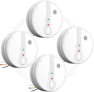 Smoke Detector, Hardwired Interconnected Smoke Detectors, Smoke Alarm with Replaceable 9V Battery, Interconnects Up to 12 Fire Alarms Smoke Detectors, Photoelectric Fire Alarm with Test/Silence Button